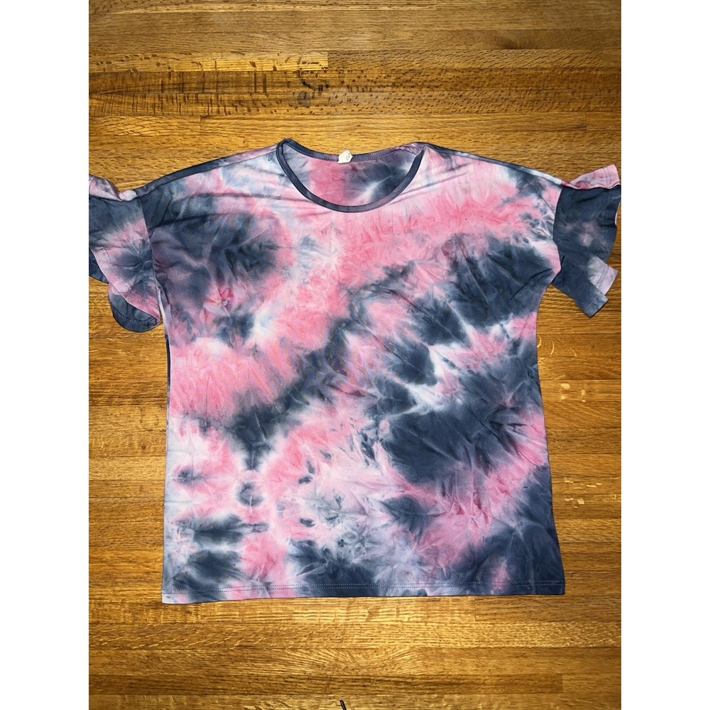 GToG Girls Small‎ Pink Blue Tie Dye Bell Sleeved Girls Tee Shirt